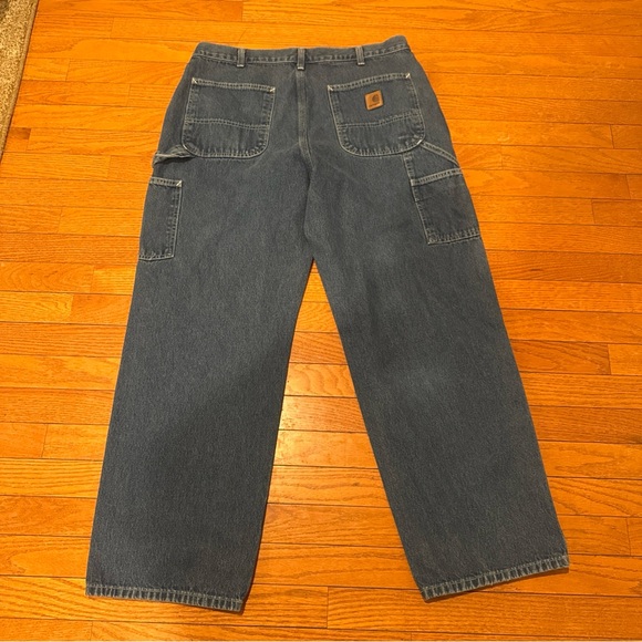 Carhartt Carpenter Jeans Mens 36x30 Blue Original Dungaree Fit Straight B13 DST - Picture 2 of 12